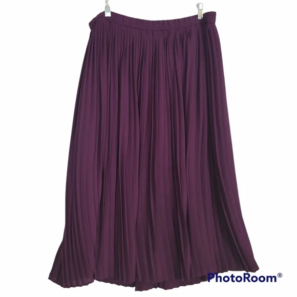 Eileen Fisher Burgundy Micropleated Skirt in 14 - Picture 1 of 4